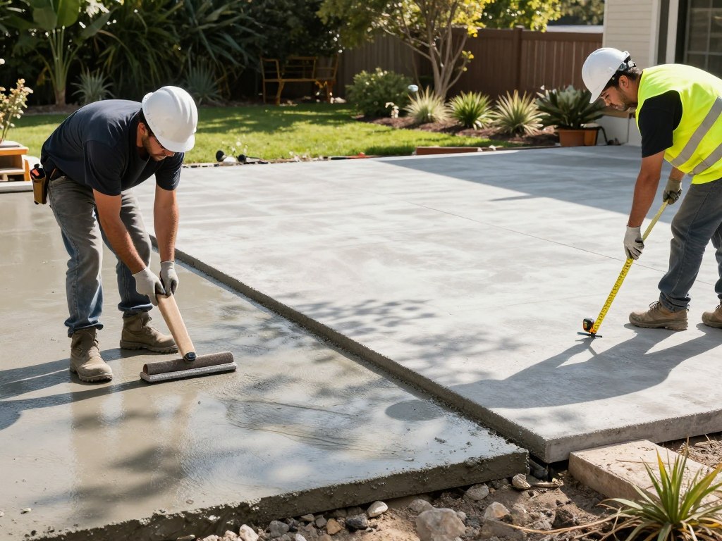 patio contractors installing concrete for outdoor living spaces