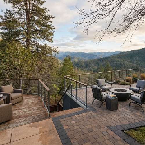 paver patio with dark border, backyard transformation